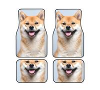 WSHFFILO Smiling Shiba Inu printed Car Floor Mat Set of Four Anti-Slip Car Floor Mats