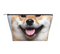 WSHFFILO Smiling Shiba Inu Printed Daily Storage Bag Makeup Bag Travel Toiletry Bag Cosmetic Bag