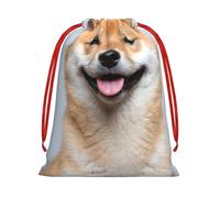 WSHFFILO Smiling Shiba Inu printed Drawstring Gift Bag Decoration Gift Wrap Bags