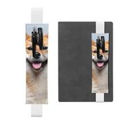 WSHFFILO Smiling Shiba Inu Printed Leather Pen Holder Bookmark Pencil Case