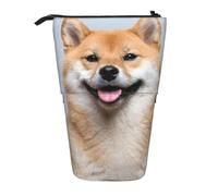 WSHFFILO Smiling Shiba Inu Printed Pencil Telescopic Expandable Pen Pouch