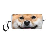 WSHFFILO Smiling Shiba Inu Printed Receive Bag Pencil Case Small Makeup Bag