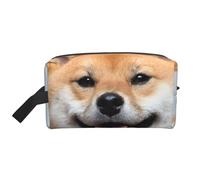WSHFFILO Smiling Shiba Inu Printed Storage Bag Makeup Bag Travel Toiletry Bag