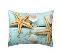 WSHFFILO Starfish Shell Blue Wood on Beach Scenery printed Pillow Case 20x26in Decorative pillowcase Throw Pillow Cover