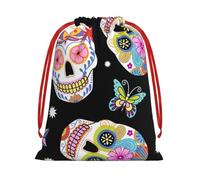 WSHFFILO Sugar Skulls printed Drawstring Gift Bag Decoration Gift Wrap Bags