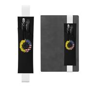WSHFFILO Sunflower American Flag Printed Leather Pen Holder Bookmark Pencil Case