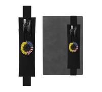 WSHFFILO Sunflower American Flag Printed Leather Pen Holder Bookmark Pencil Case
