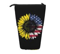 WSHFFILO Sunflower American Flag Printed Pencil Telescopic Expandable Pen Pouch
