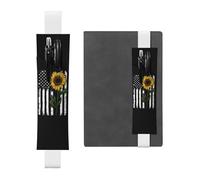WSHFFILO Sunflower and American Flag Printed Leather Pen Holder Bookmark Pencil Case