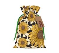 WSHFFILO Sunflower printed Bag Jute Drawstring Gift Bag