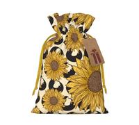 WSHFFILO Sunflower printed Bag Jute Drawstring Gift Bag