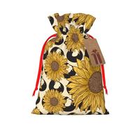 WSHFFILO Sunflower printed Bag Jute Drawstring Gift Bag