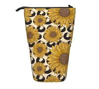 WSHFFILO Sunflower Printed Pencil Telescopic Expandable Pen Pouch