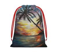WSHFFILO Tropical Sunset printed Drawstring Gift Bag Decoration Gift Wrap Bags