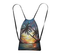 WSHFFILO Tropical Sunset printed Storage bag with a drawstring backpack Drawstring strap pack Gym Bag