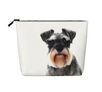 WSHFFILO Well-Behaved Schnauzer Printed Fake Hemp Makeup Bag Travel Toiletry Bag Cosmetic Bag Clutch Bag