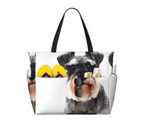 WSHFFILO Well-behaved schnauzer printed Large Capacity Beach Travel Bag Shoulder Bag