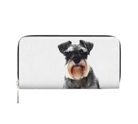 WSHFFILO Well-Behaved Schnauzer Printed Leather Hand Wallet Long Clutch Leather Wallet