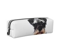 WSHFFILO Well-Behaved Schnauzer Printed Leather Pencil Case Pencil Pouch