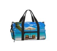 WSHFFILO White Beach Tropical sea printed Handheld crossbody sports luggage bag Shoulder Bag travelling bag