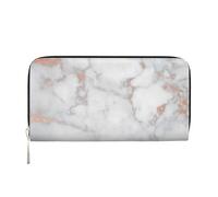 WSHFFILO White Marble Rose Gold Printed Leather Hand Wallet Long Clutch Leather Wallet