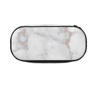 WSHFFILO White Marble Rose Gold Printed Pencil Bag Pencil Case Pencil Pouch Portable Stationery Bag