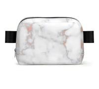 WSHFFILO White Marble Rose Gold Printed Square-Shaped Fashionable Waist Bag Casual Chest Bag