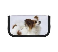 WSHFFILO White Papillon Printed Canvas Pen Case Pencil Pouch Portable Stationery Pouch