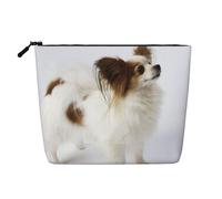 WSHFFILO White Papillon Printed Fake Hemp Makeup Bag Travel Toiletry Bag Cosmetic Bag Clutch Bag