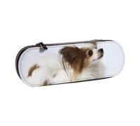 WSHFFILO White Papillon Printed Leather Pencil Case Portable Stationery Pouch