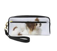 WSHFFILO White Papillon Printed Pencil Case Small Makeup Bag Portable Stationery Pouch