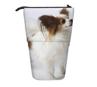 WSHFFILO White Papillon Printed Pencil Telescopic Expandable Pen Pouch