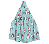 WSHFFILO Winter Christmas Penguins printed Adult Hooded Cloak Hooded Poncho Party Decoration cape