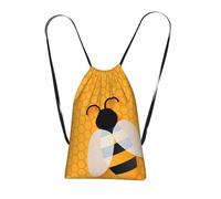 WSHFFILO Yellow Cute Animal Bee printed Storage bag with a drawstring backpack Drawstring strap pack Gym Bag