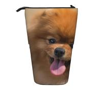 WSHFFILO Yellow Pomeranian Printed Pencil Telescopic Expandable Pen Pouch