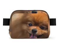 WSHFFILO Yellow Pomeranian Printed Square-Shaped Fashionable Waist Bag Casual Chest Bag