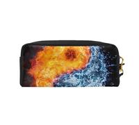 WSHFFILO yin yang fire Water Printed Pencil Case Small Makeup Bag Portable Stationery Pouch