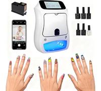wshqdm Portable Mini 3D Nail Printer, 5-Inch Touchscreen, APP/WiFi/USB Support, AI Shape Recognition, 800+ Built-In Nail Art Tools Designs