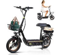 wshqdm Scooter Electric for Adults - 14" Tire, 750W, 28MPH, 48V 18Ah (29-34 Miles), Foldable, Adjustable Handlebar, Seat/Trunk