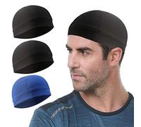 WSHSTS 3 Pack Cooling Skull Cap Helmet Liner Sweat Wicking Cycling Running Hat for Men Women, 2black,royal, M