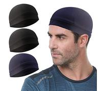 WSHSTS 3 Pack Cooling Skull Cap Helmet Liner Sweat Wicking Cycling Running Hat for Men Women, Black,black,navy, M