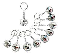 WSHuayee 10 Pcs Mini Disco Ball Keychain Decorations, Silver Mini 70s Disco Ball Ornaments, Fun Hanging Mirror Ball for Home Party Wedding Retro Disco Birthday Decoration Lighting Effect (Silvery)