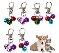WSHuayee 6 Pcs Dog Bells for Collars, Loud Puppy Collar Bells with Key Rings, Pet Pendant Accessories, Triple Pendant for Cats and Dogs as Gift, Necklace, Training (Polychrome)
