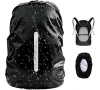 WSHuayee Waterproof Backpack Rain Cover with Reflective Strip, 35L-40L Dustproof & Abrasion-Resistant Bag Cover, Rucksack Raincover for Outdoor, Hiking, Camping, Traveling, Cycling (Black,30L-40L)