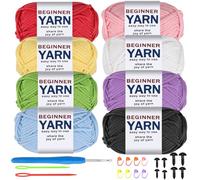 WSICSE 8x50g Beginner Crochet Yarn, Cotton Yarn for Crocheting Easy-to-See Stitches Chunky Thick Soft Yarn for Beginners Crocheting Kit Gifts