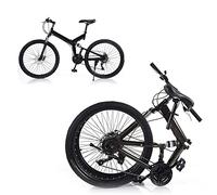 WSIKGHU 26 Inch Mountain Bike Carbon Steel Bike Folding Bike Full Shock Front and Rear Disc Brakes Men and Women Black 21 Speed Road Bike 80-95CM Adjustable Seat Height Can Support 150KG
