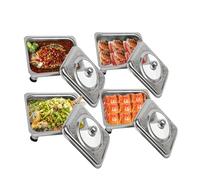 WSIKGHU 4 PCS Food Warmer Buffet Server with Lid, Stainless Steel Rectangular Food Warmer Kit, 33.5 x 27.5 x 9 cm Buffet Tray for Restaurant Catering Party Wedding, UK Stocks
