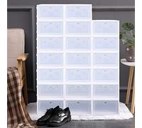 WSIKGHU Transparent Shoe Boxes, Stackable Shoe Boxes, Set of 20, Breathable Plastic Shoe Box, Storage Box, 33 x 23 x 14 cm