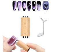 WSIOKYW Cat Eye Gel Nail Polish Dual Head Magnet Stick Heart Cat Eye Magnet for Nails Y Shaped Wire Heart Cat Eye Effect Wooden Strong Cylindrical Magnet Nail Tool for Home Salon Professional Use