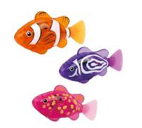 WsiQxuc Robo Fish, 3-Pack Robo Alive Fish for Cats,Robot Fish | Set of 3 Robo Fish in Pink, Purple, and Orange; Water-activated swimming motion with LED lights
